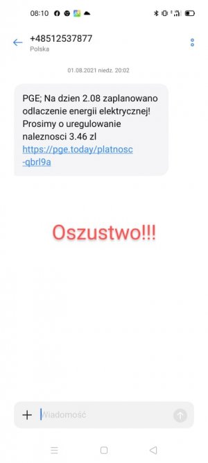 telefon z wyświetloną wiadomością sms